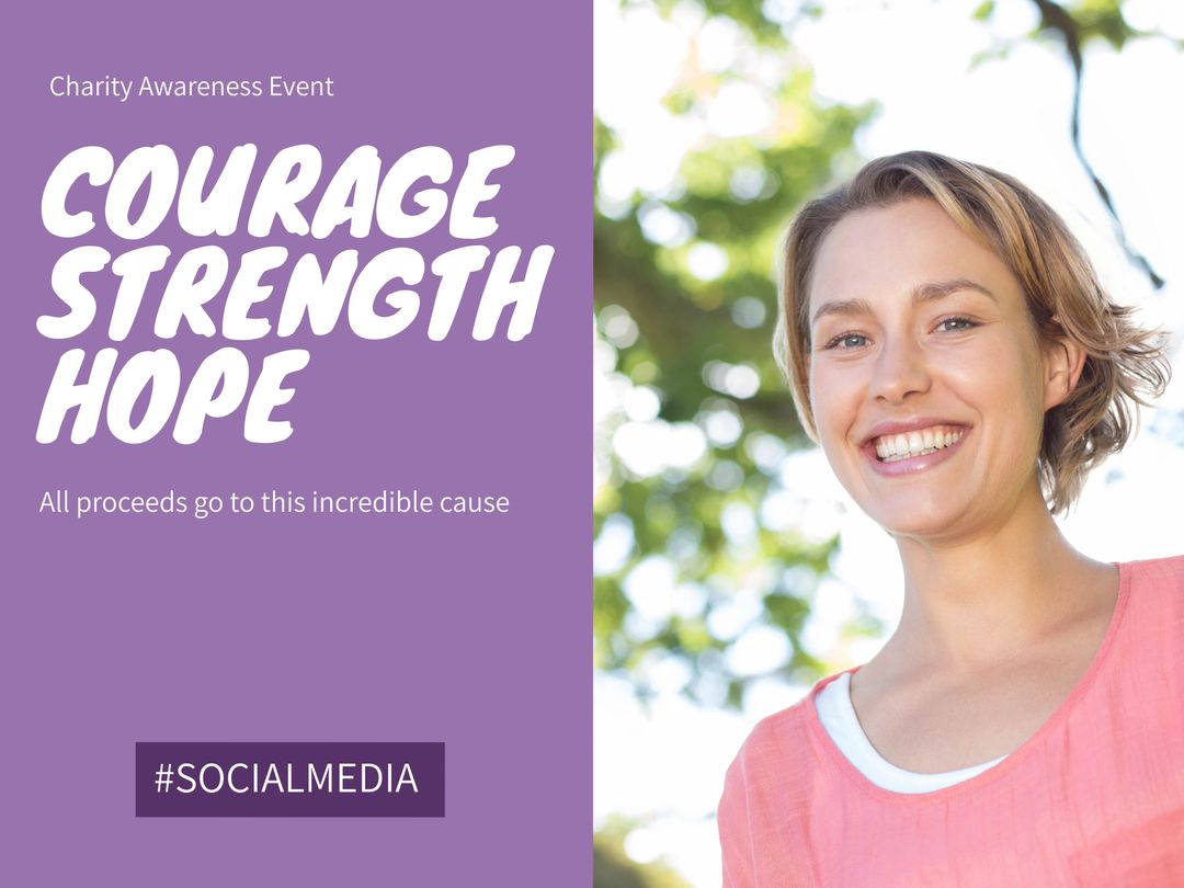 Smiling Woman Embracing Courage and Hope for Charity Event