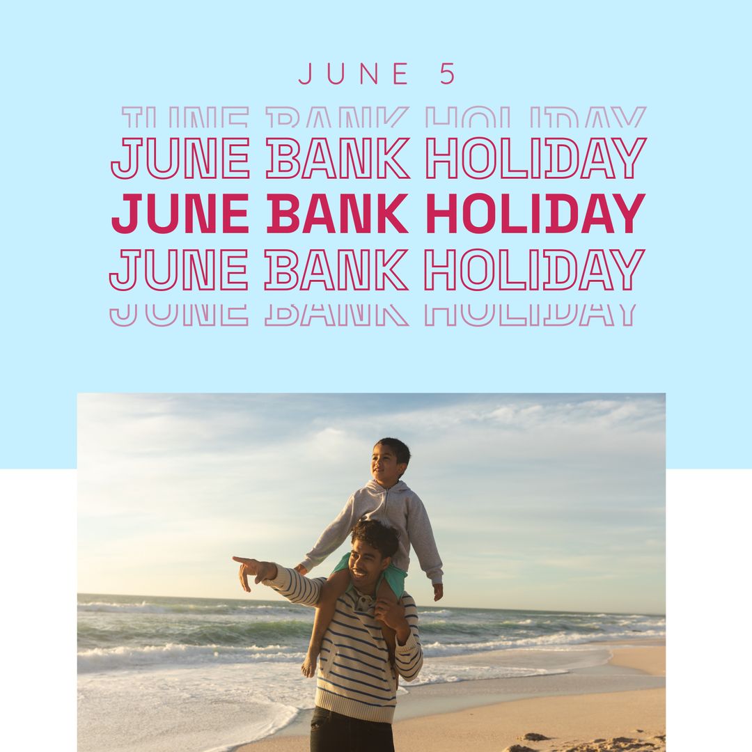 Father and Son Enjoying Beach on June Bank Holiday