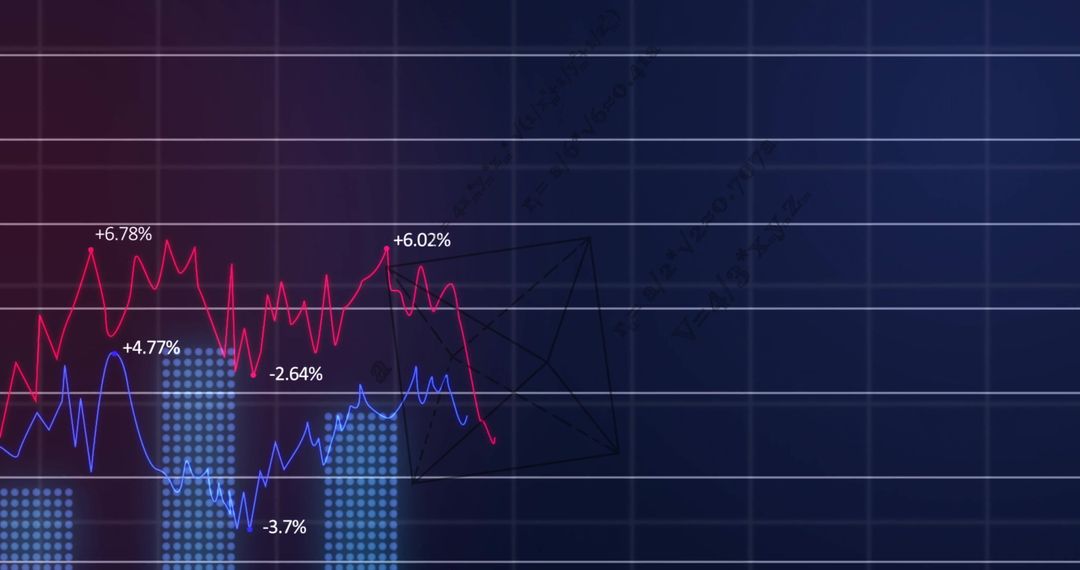 Digital Financial Graph with Trend Lines on Dark Grid