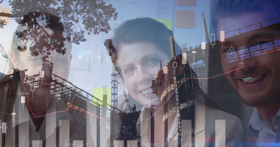 Business Professionals and Financial Data Overlay