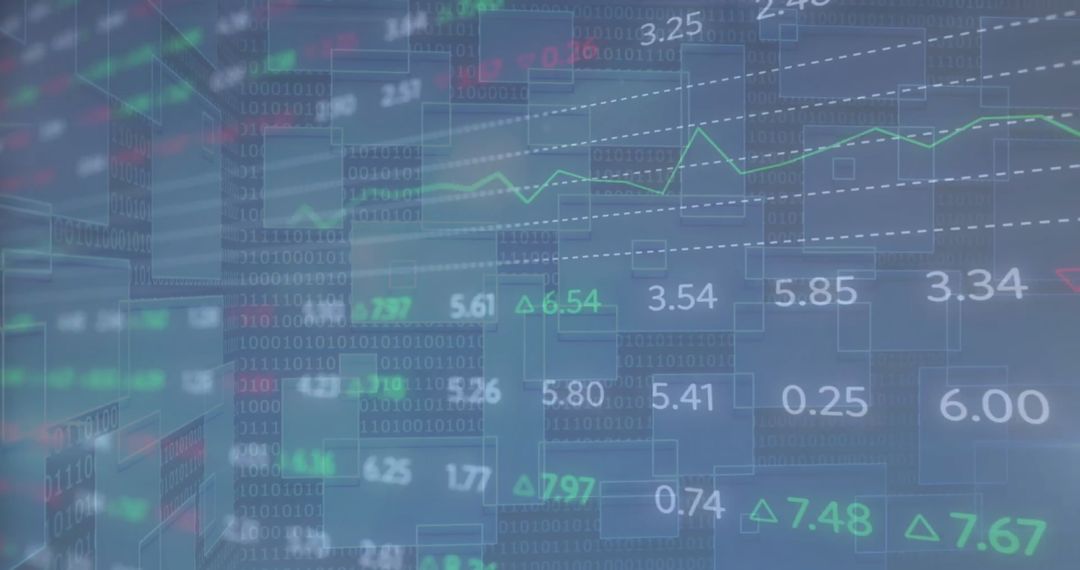 Digital Stock Market Charts with Data Visualizations