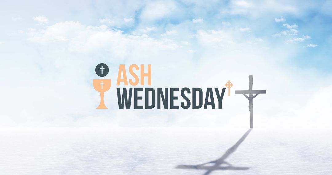 Ash Wednesday Announcement with Cross and Sky Background