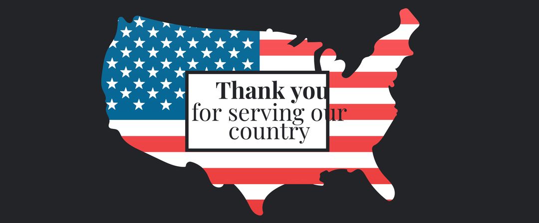 Patriotic USA Map with American Flag Honoring Military