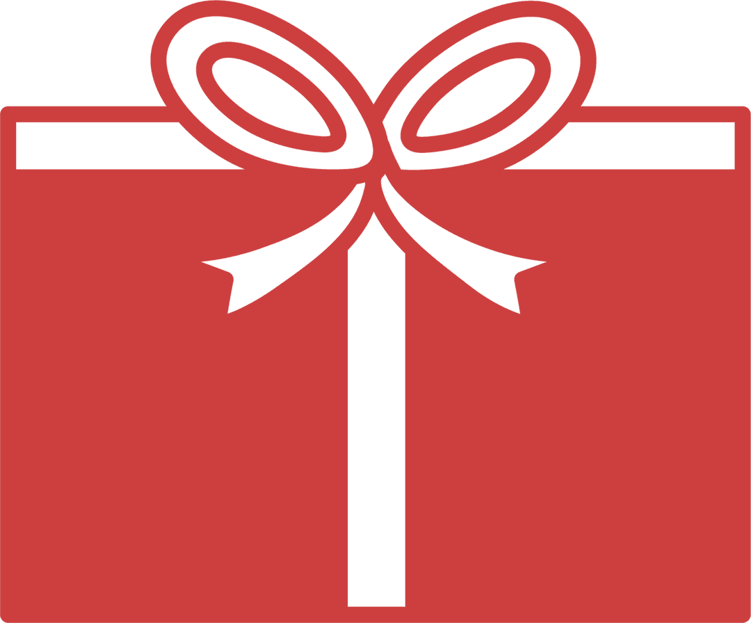 Red Gift Box Silhouette on Transparent Background