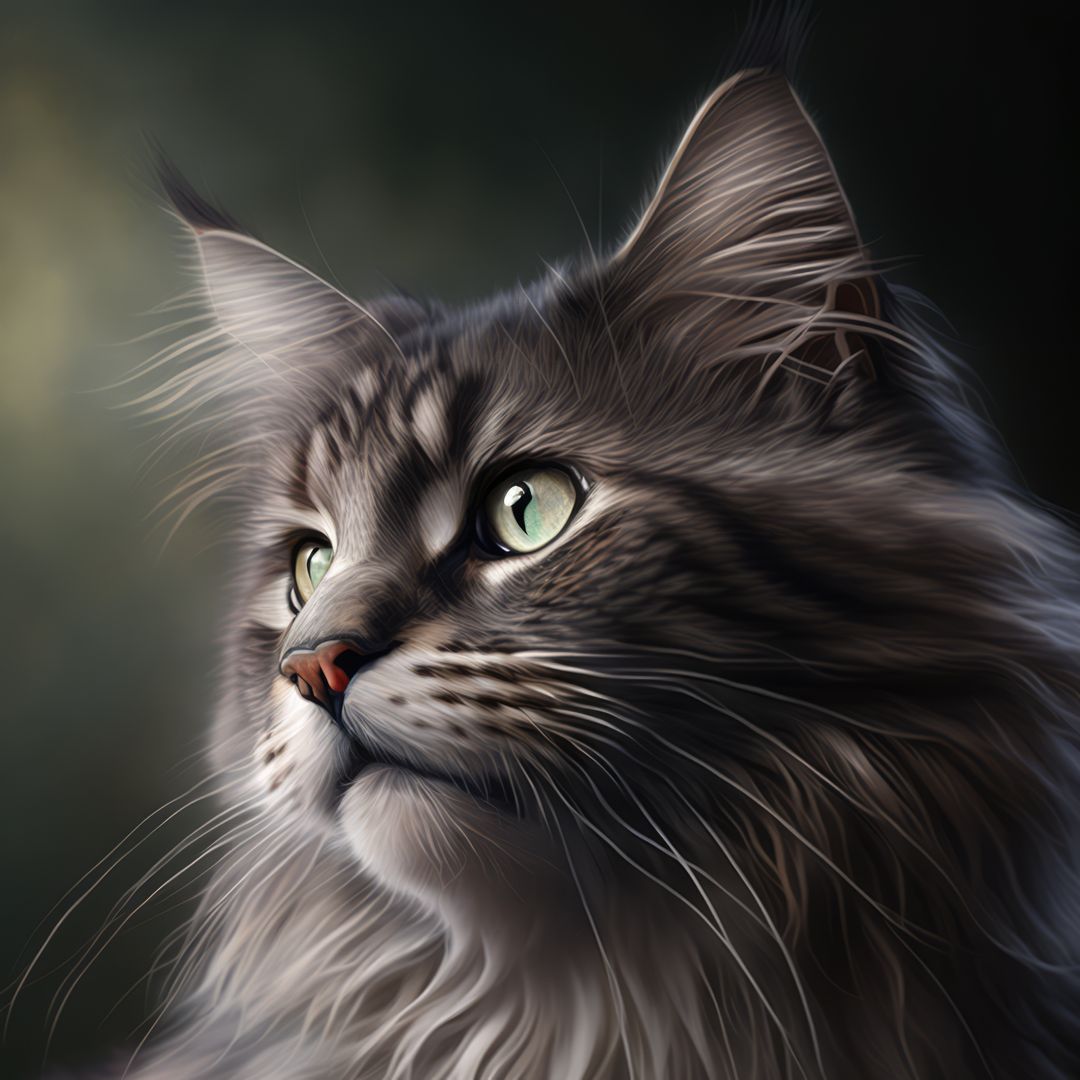 Closeup of Majestic Maine Coon Cat with Green Eyes - Free Images, Stock Photos and Pictures on Pikwizard.com