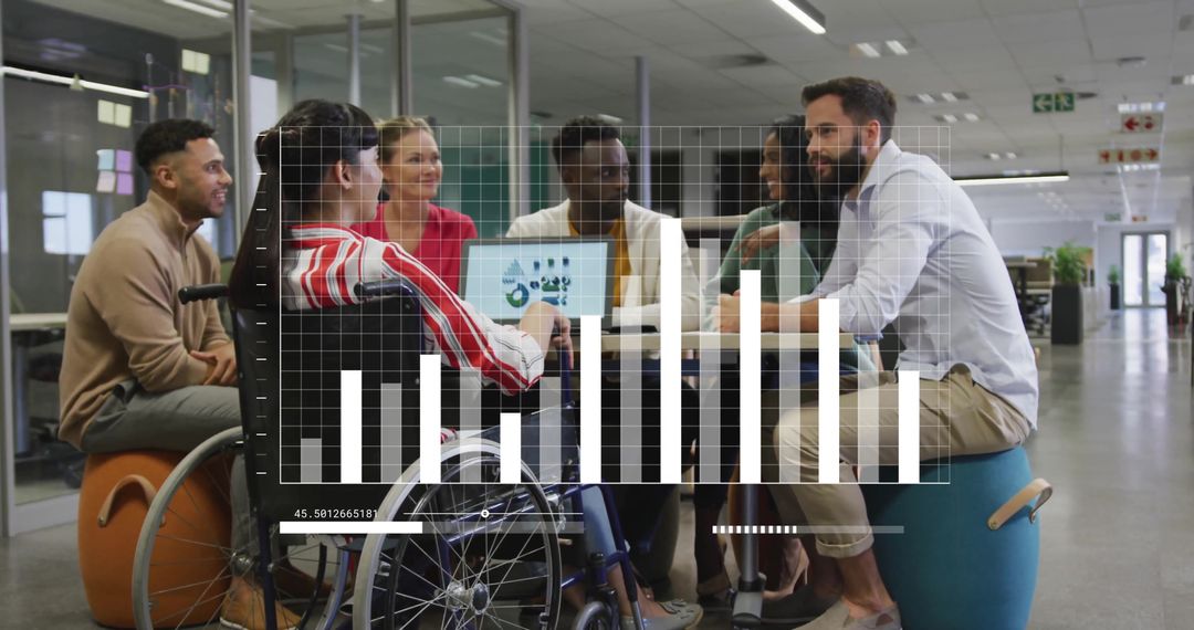 Diverse Business Team Analyzing Financial Data Graphic in Office