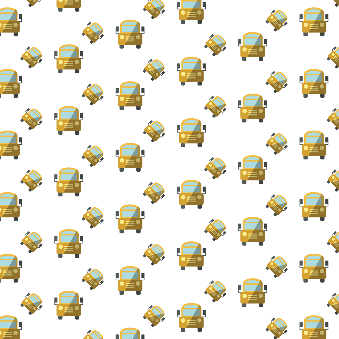 Vibrant School Bus Pattern on Transparent Background