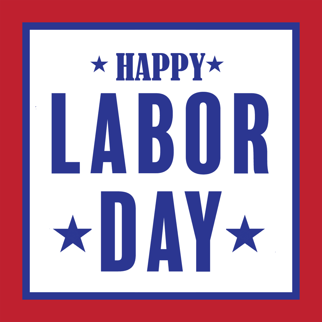 Happy Labor Day Text with Stars on Transparent Background