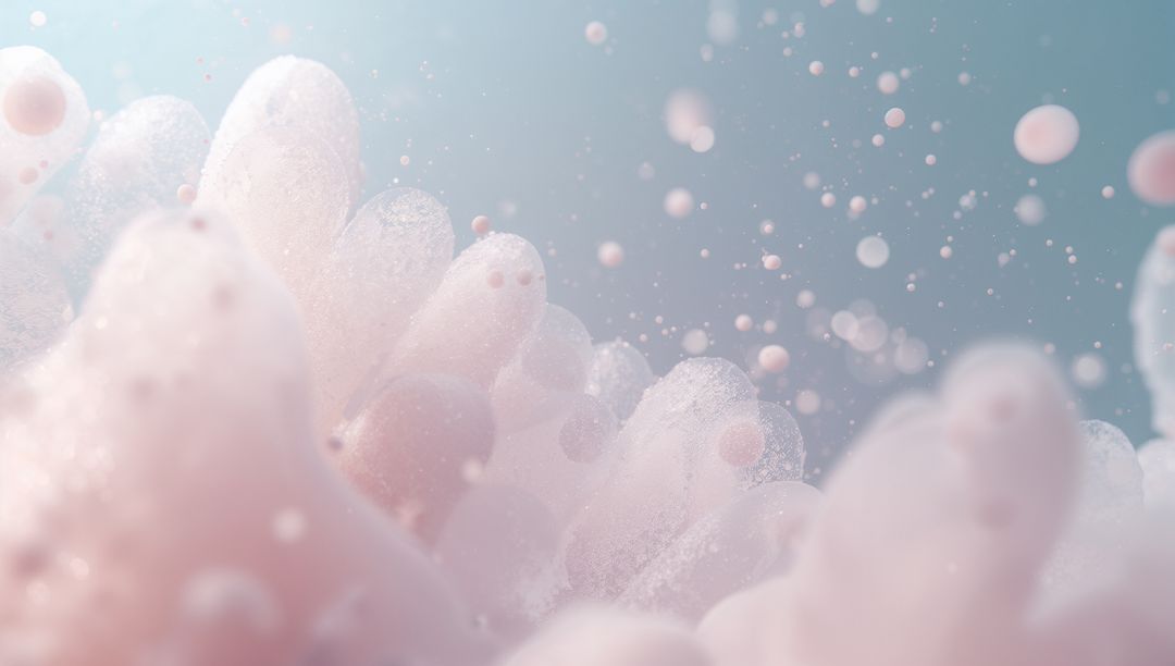 Pastel Pink Abstract Spheres in Ethereal Futuristic Space