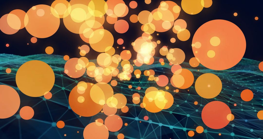 Abstract Digital Network with Glowing Orange Circles