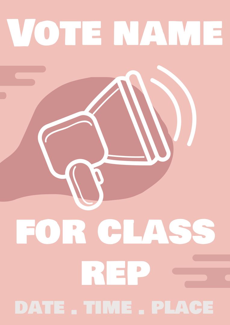 Vote for Class Representative Poster with Megaphone Icon on Pink Background - Download Free Stock Templates Pikwizard.com