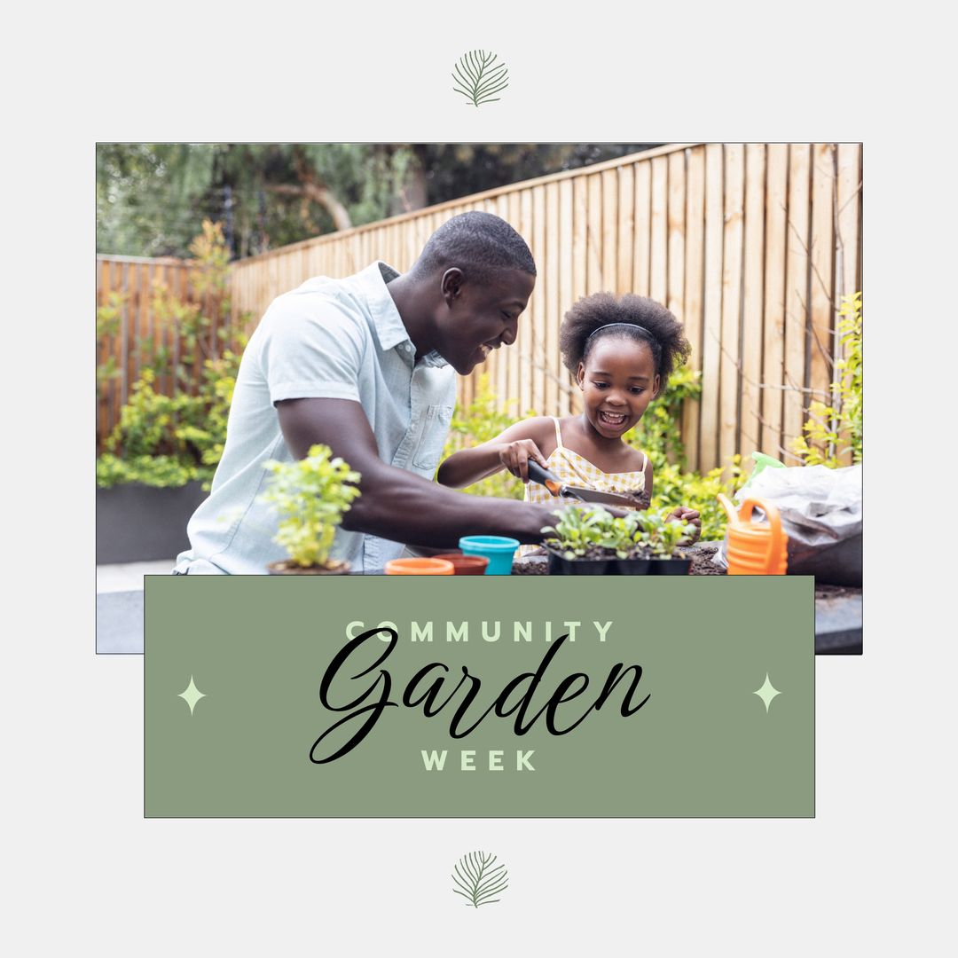 Father and Daughter Gardening Together for Community Garden Week - Download Free Stock Templates Pikwizard.com