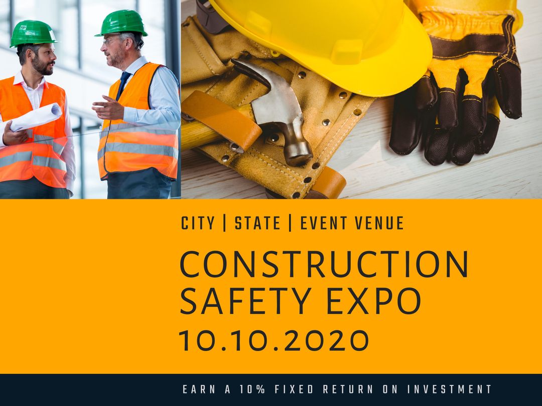 Construction Safety Expo Advertising with Focus on Site Worker Interaction - Download Free Stock Templates Pikwizard.com