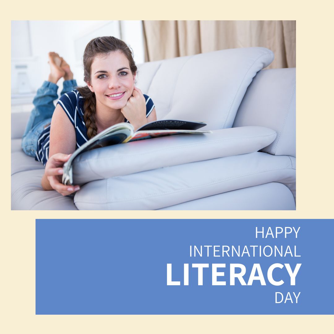 Woman Celebrating International Literacy Day While Reading