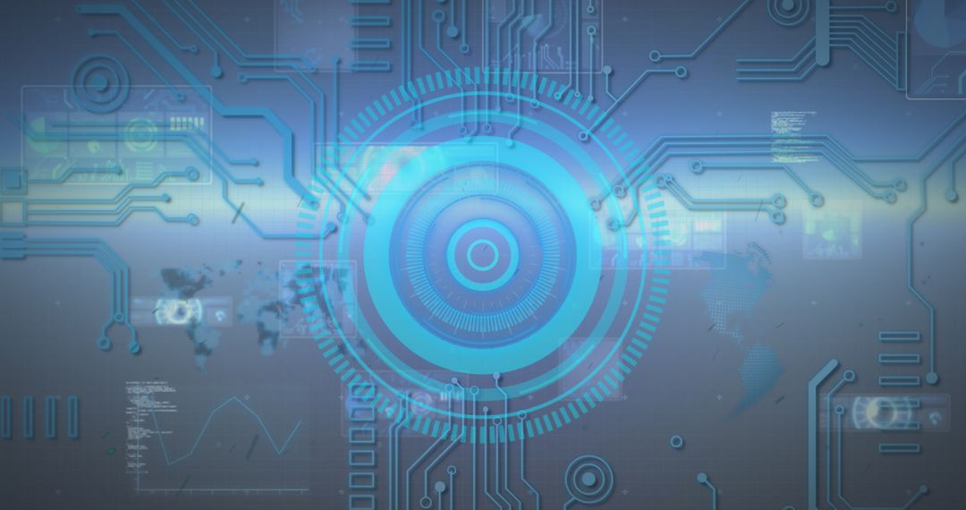 Digital Interface with Futuristic Blue Circuitry