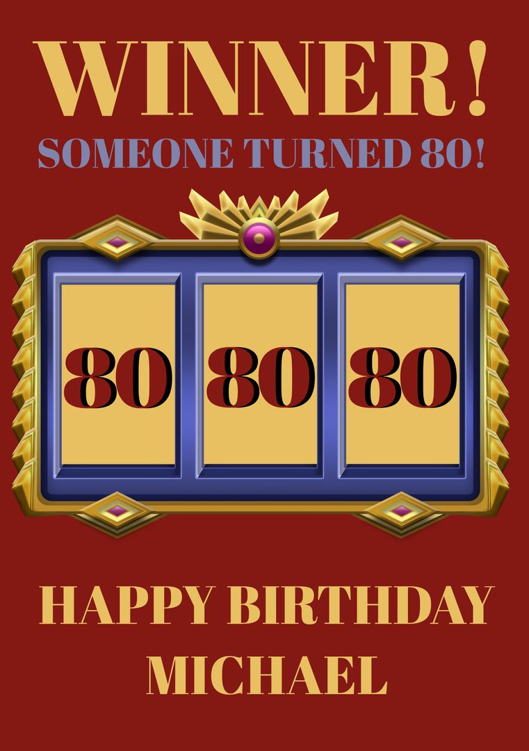 Happy 80th Birthday Winner Slot Machine Banner - Download Free Stock Templates Pikwizard.com