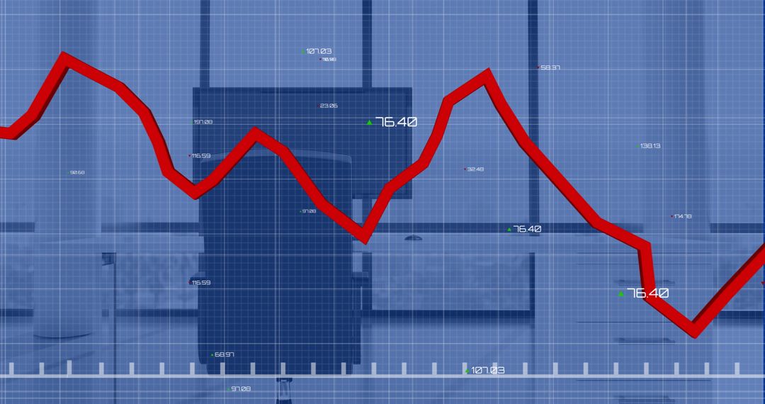 Dynamic Stock Market Graph Fluctuating in Modern Office