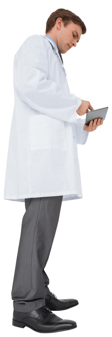 Transparent Young Doctor Using Tablet Device