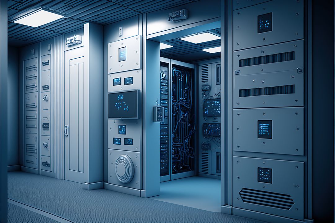 Image of empty server room, created using generative ai technology - Free Images, Stock Photos and Pictures on Pikwizard.com