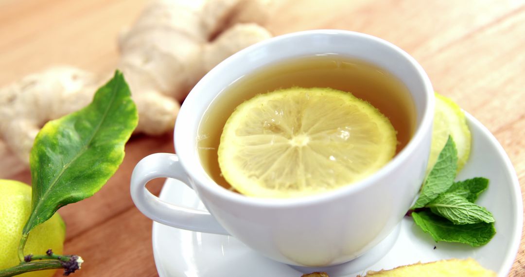 A warm, soothing tea with lemon and herbs is presented as a comforting natural remedy. - Free Images, Stock Photos and Pictures on Pikwizard.com