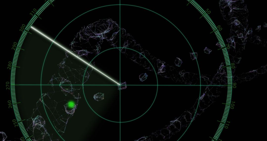 Futuristic Radar Screen with Wireframe Displays