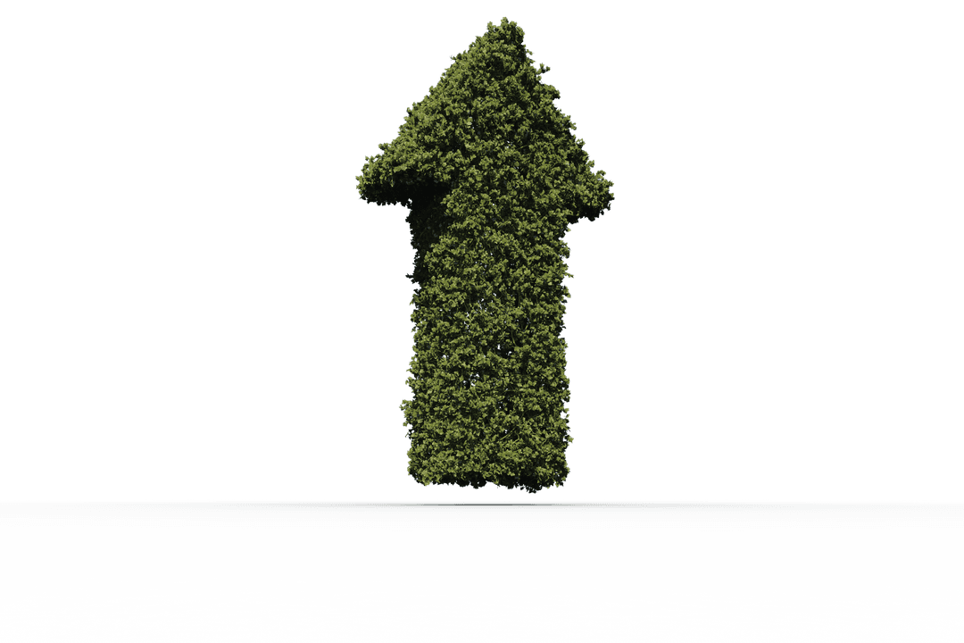 Transparent Green Leafy Arrow Symbolizing Environmental Growth