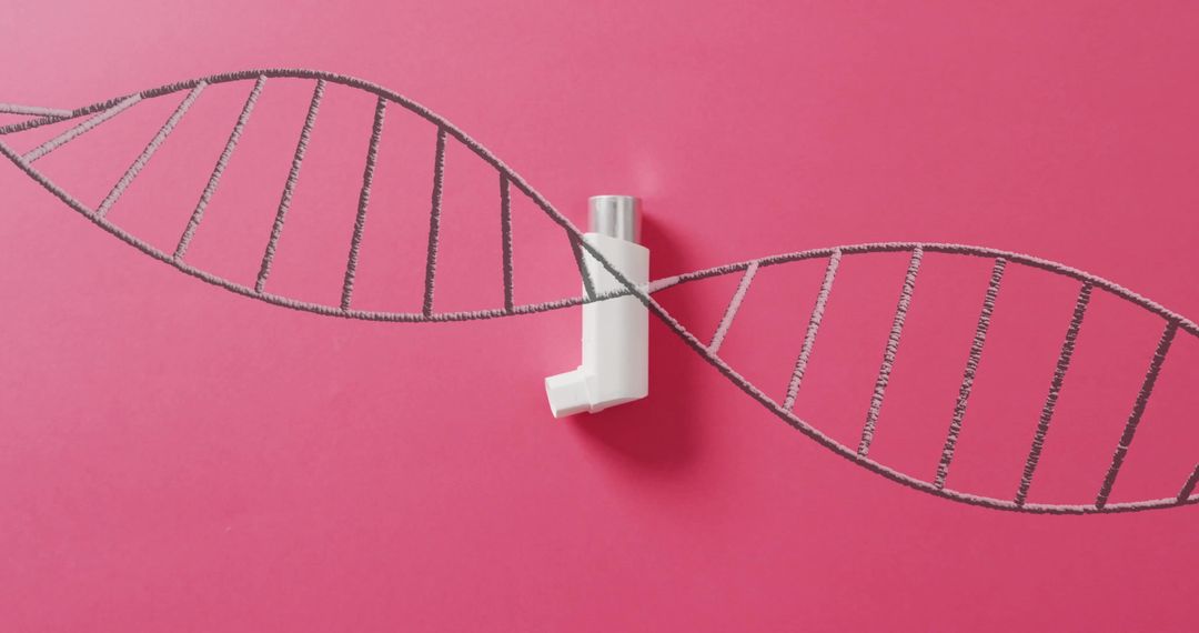 Inhaler Integrated with DNA Strand on Pink Background Concept Art