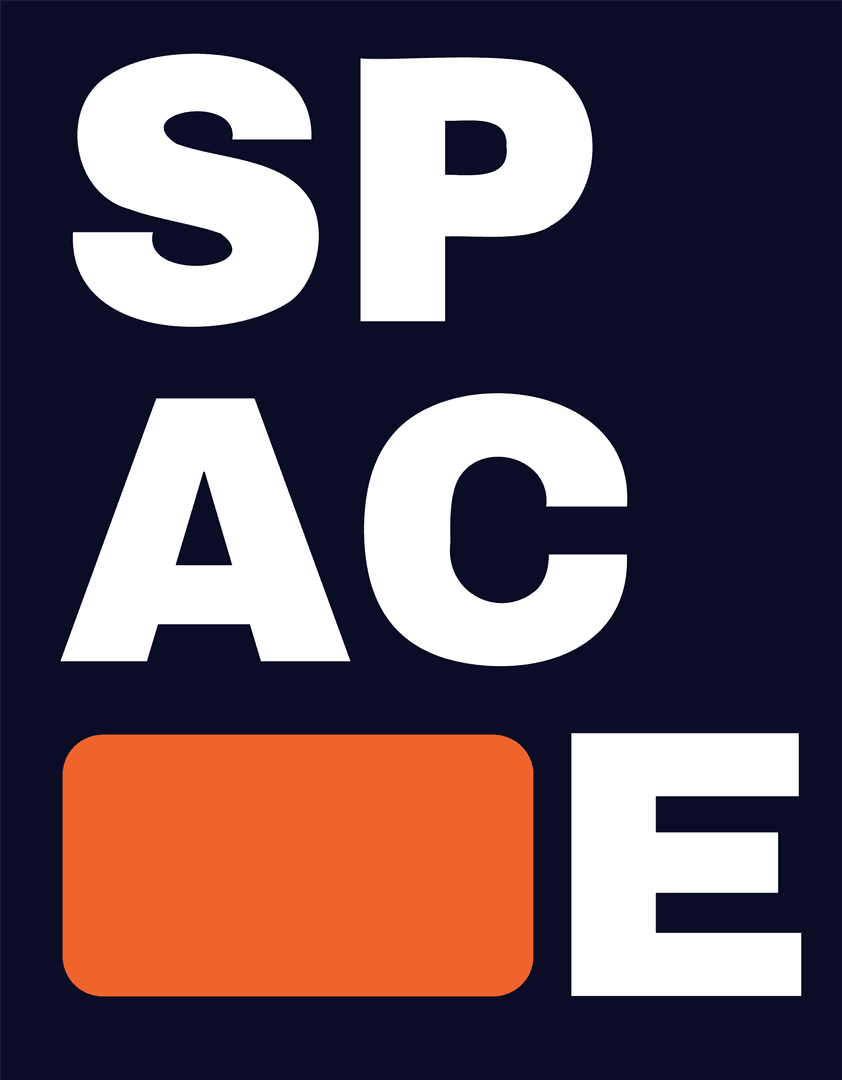 Bold Typography Spelling SPACE with Orange Accent on Transparent Canvas