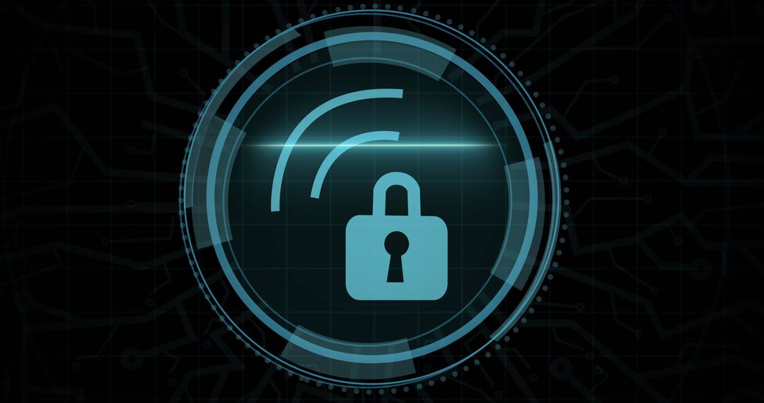 Digital Security Padlock Icon on Cyber Background