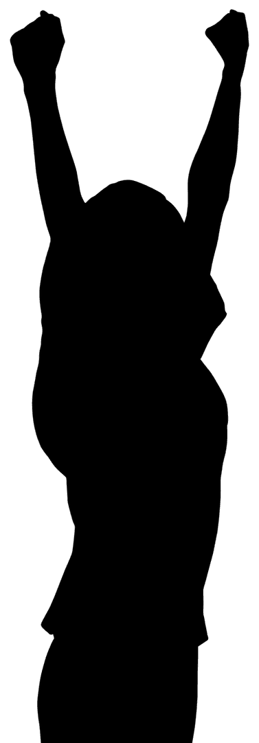 Silhouette of Female Cheering with Arms Raised Transparent PNG