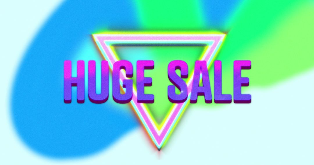 Neon Retro Huge Sale Sign with Glowing Triangles
