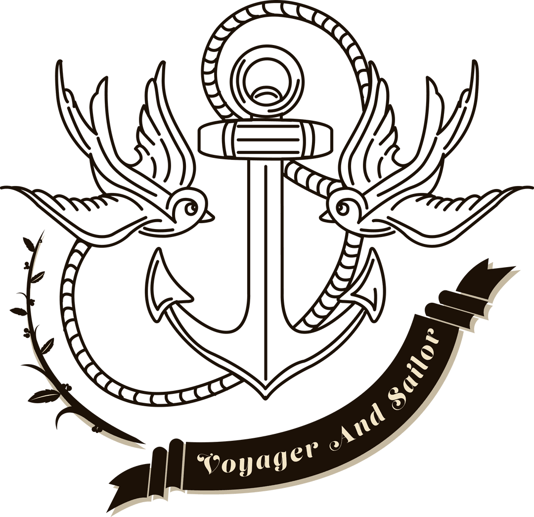 Transparent Nautical Tattoo Design with Birds and Anchor Theme