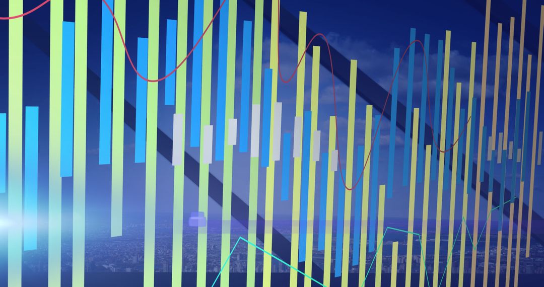 Futuristic Data Visualization Over Cityscape Background