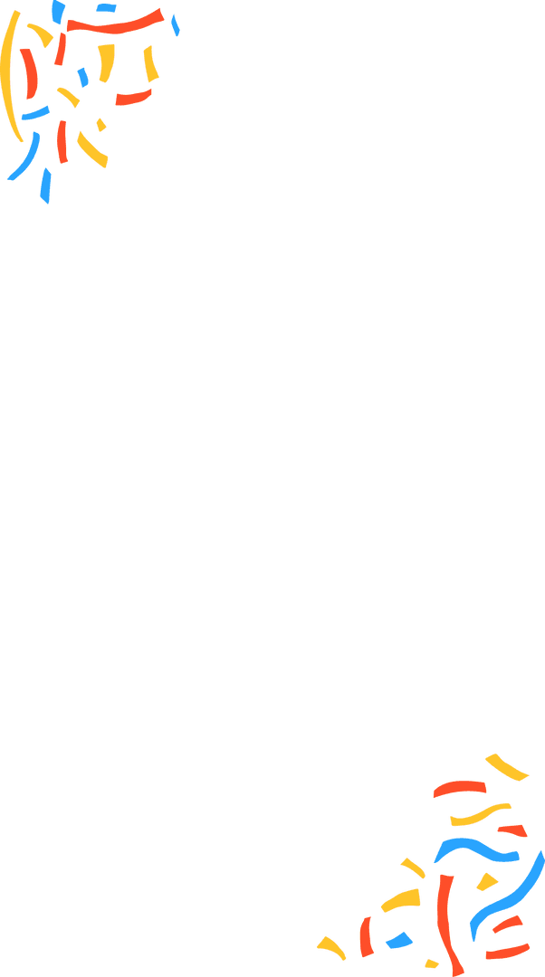 Vibrant Transparent Confetti with Streamer Border