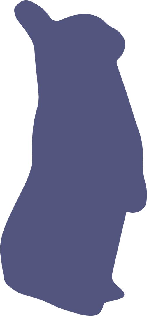 Silhouette of Standing Bunny with Ears Up on Transparent Background