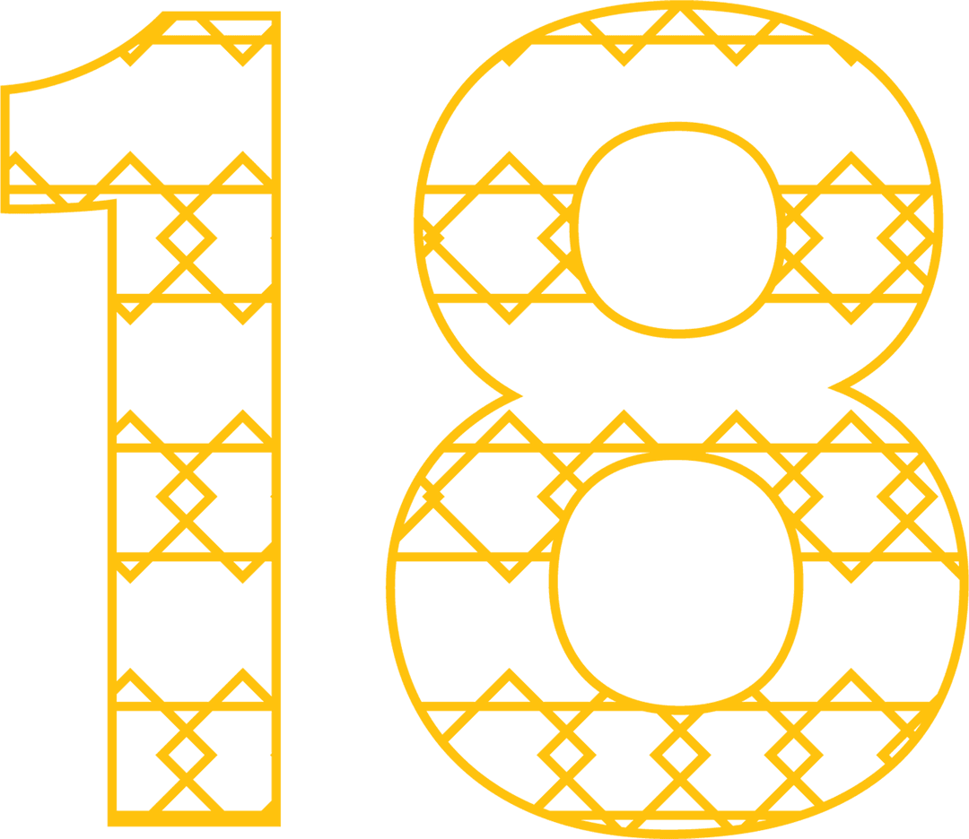 Transparent Yellow Number 18 with Geometric Pattern