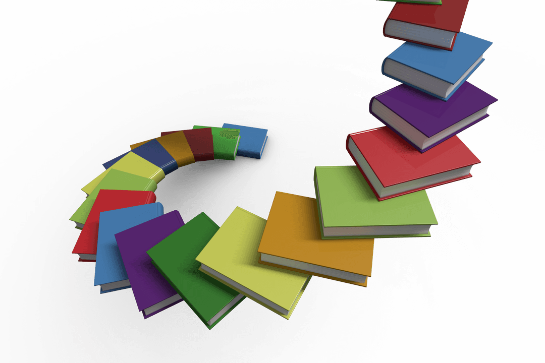 Colorful Spiral Books on Transparent Background Illustration