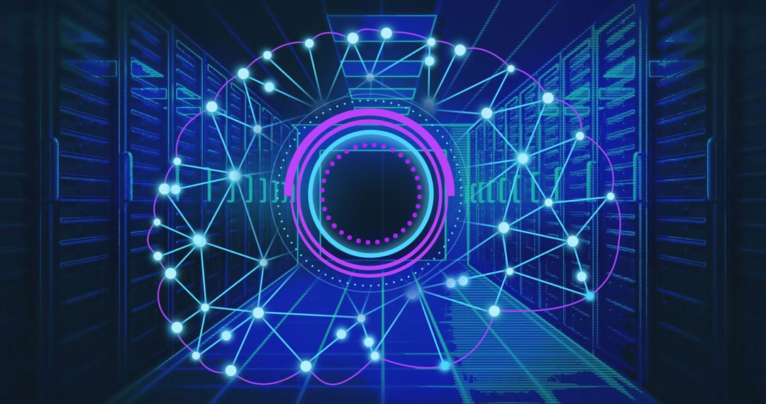 Futuristic AI Brain Visualization in Data Center