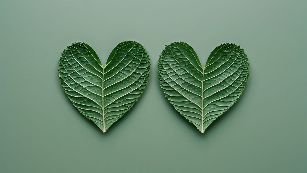 Heart-Shaped Green Leaves Symbolizing Love and Nature Harmony