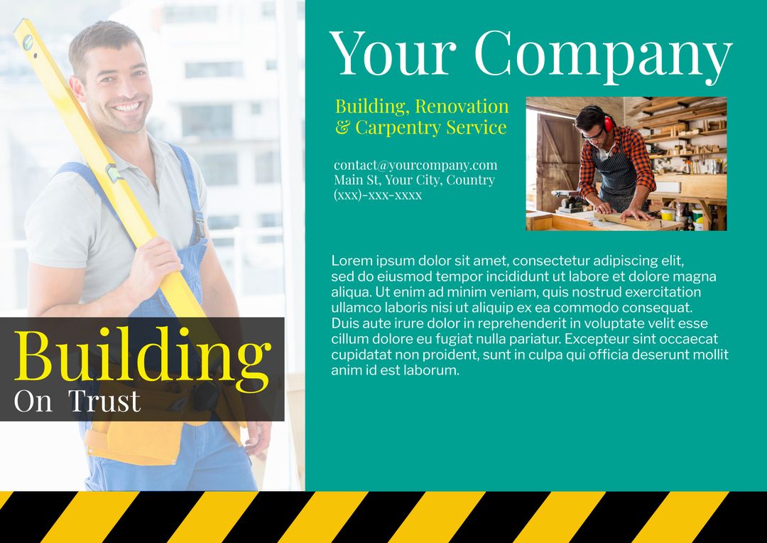 Professional Carpentry Services Advertisement Highlighting Trust