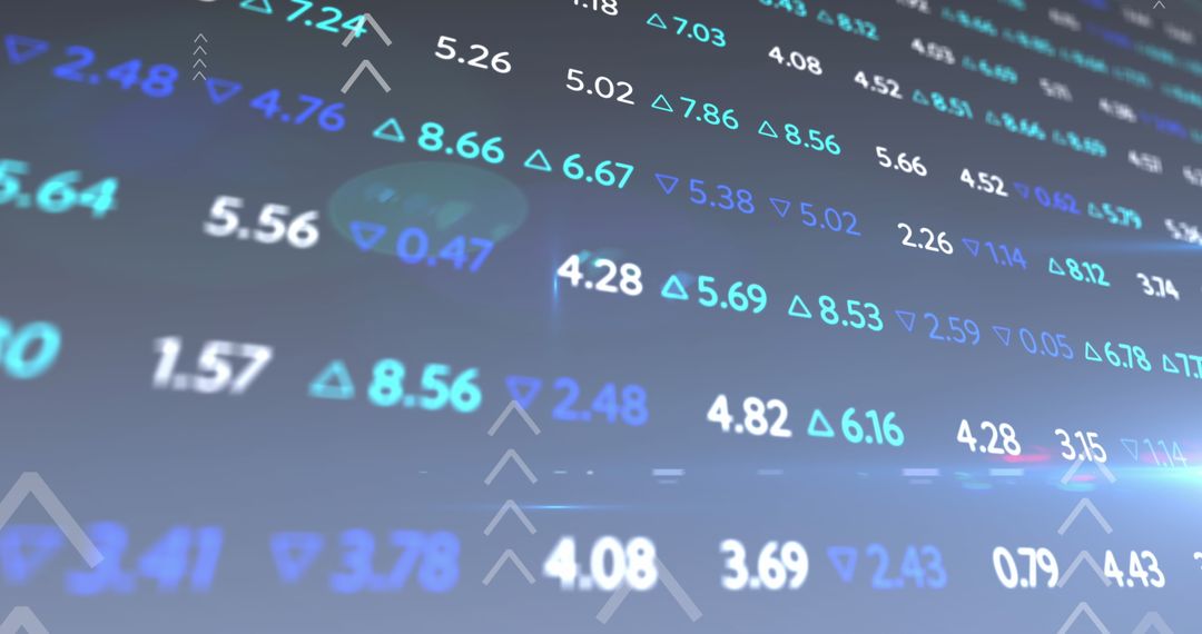 Digital Display of Stock Market Data Trends and Numbers
