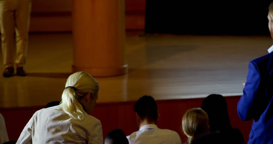 Business Seminar Audience Applauding Distinguished Speaker