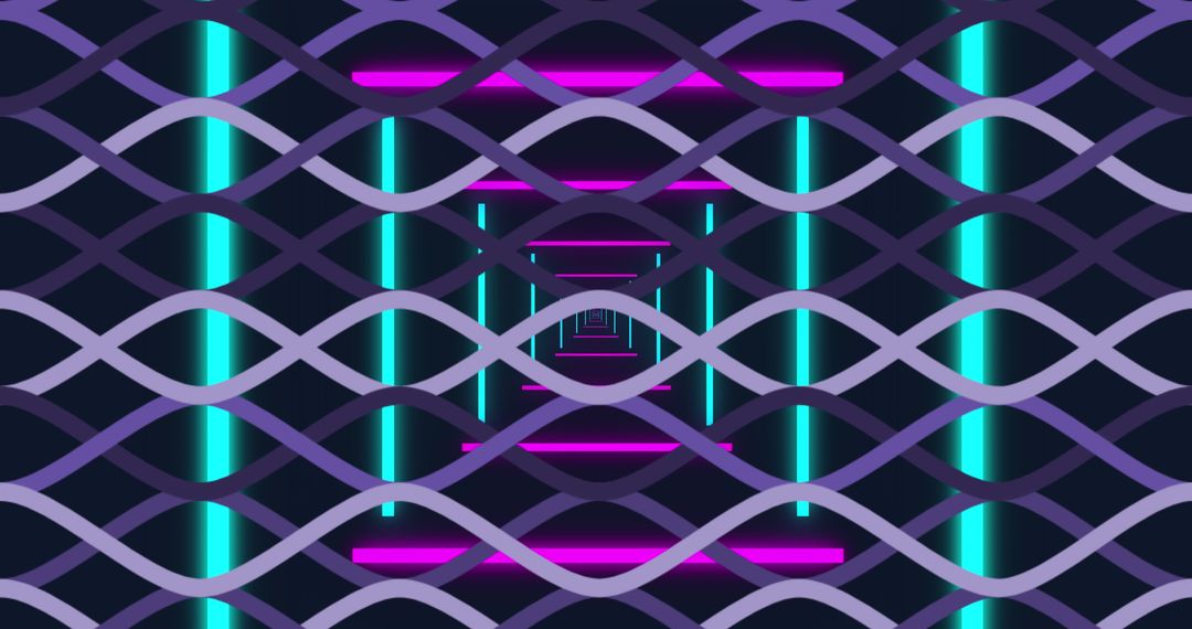 Futuristic 3D Geometric Pattern with Neon Lighting