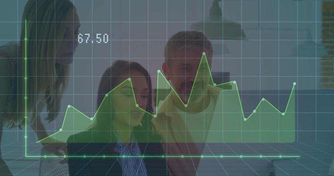 Team Analyzing Data During Modern Technology Meeting