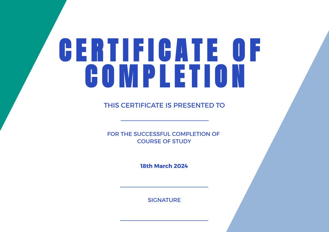 Editable Certificate of Completion for Achievements and Recognition - Download Free Stock Templates Pikwizard.com