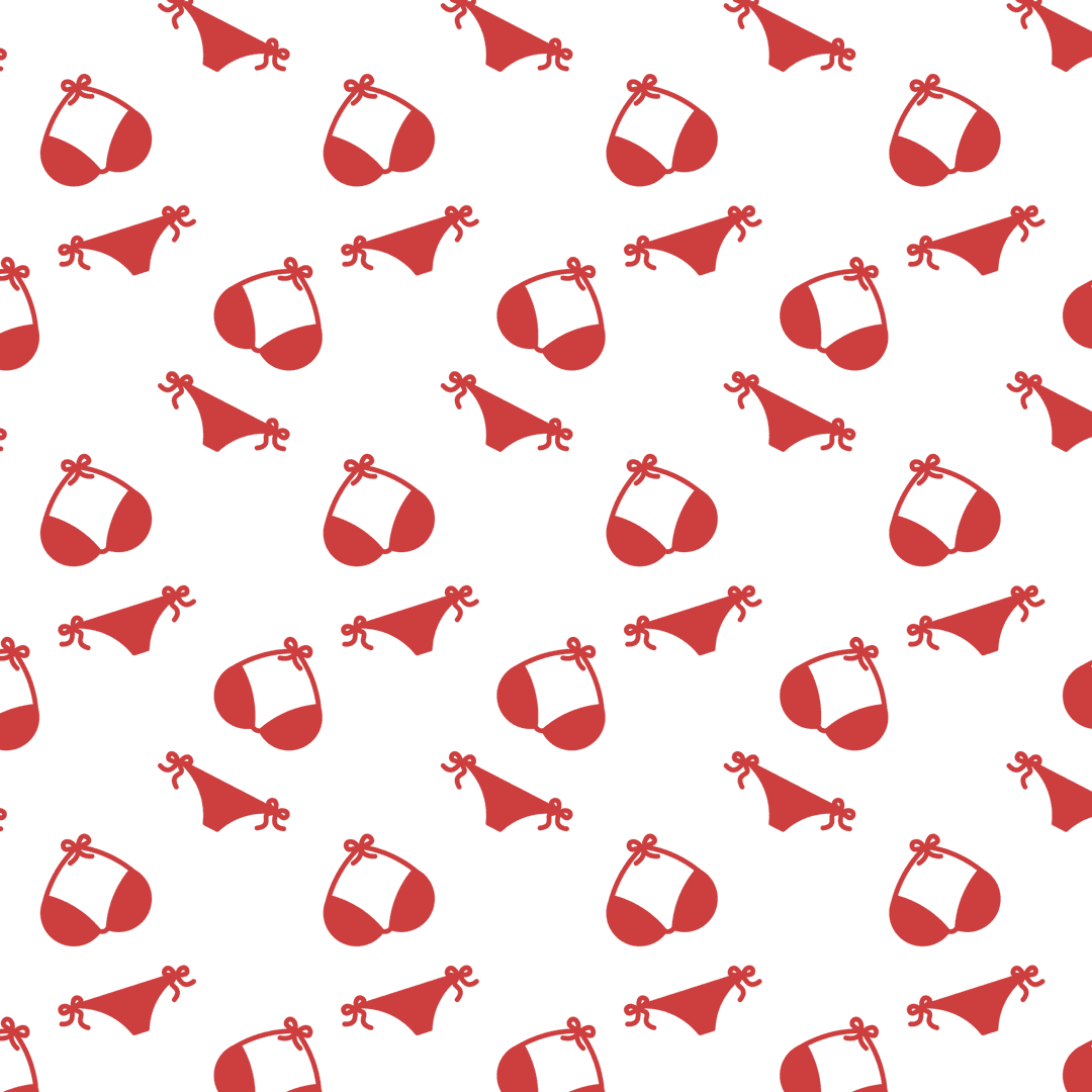 Seamless Red Bikini Pattern on Transparent Background