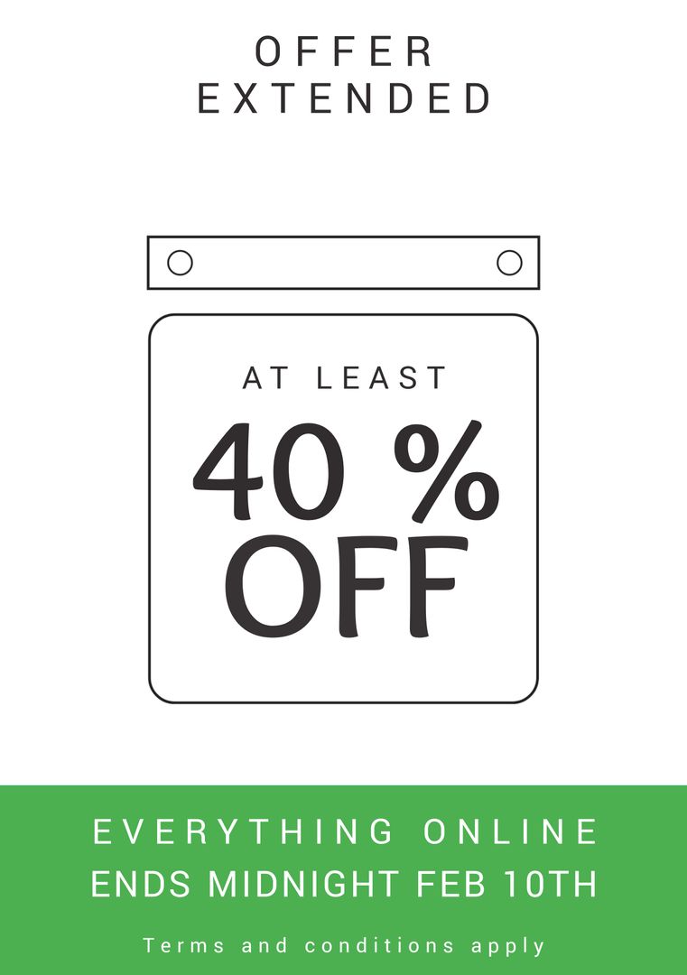 Minimalistic Extended Sale Announcement with 40 percent Online Discount - Download Free Stock Templates Pikwizard.com