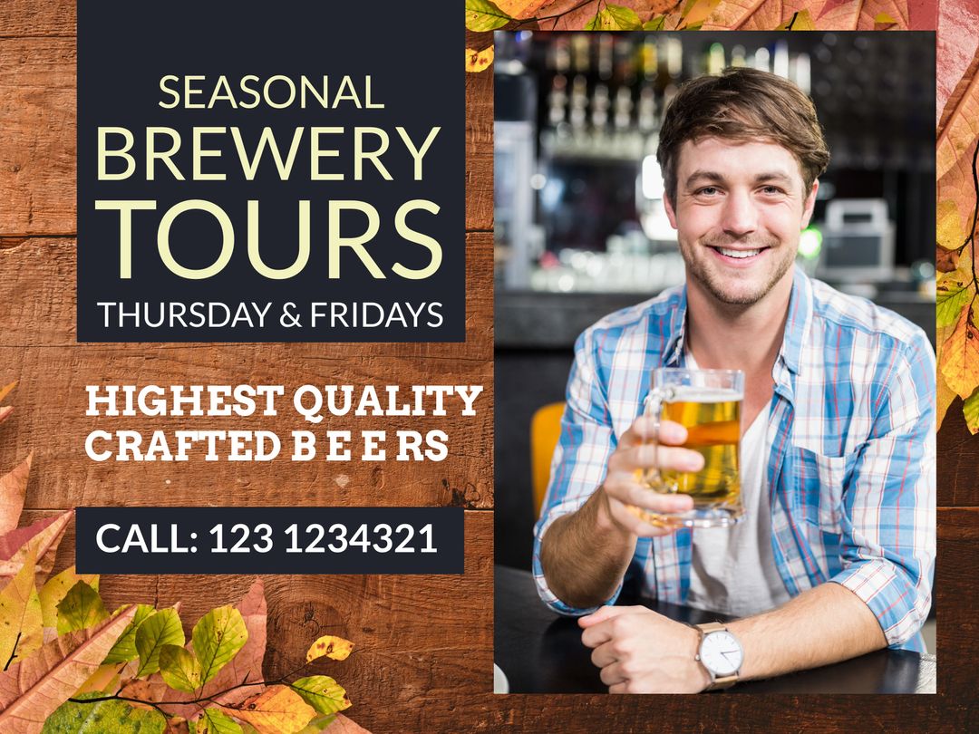 Cheerful Man Enjoying Seasonal Brewery Tour with Crafted Beer - Download Free Stock Templates Pikwizard.com