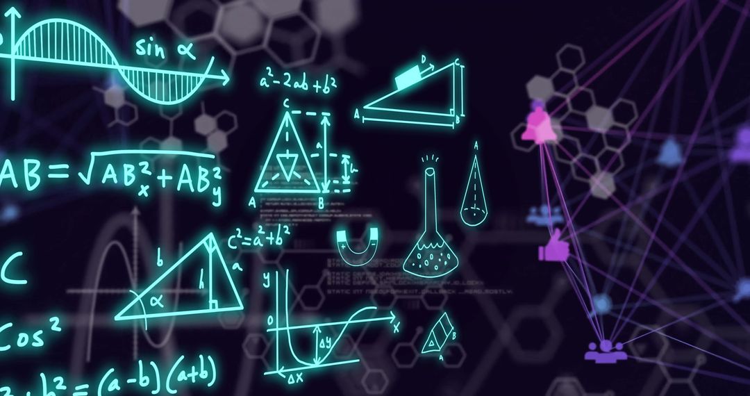 Creative Equation and Technology Background with Digital Connections