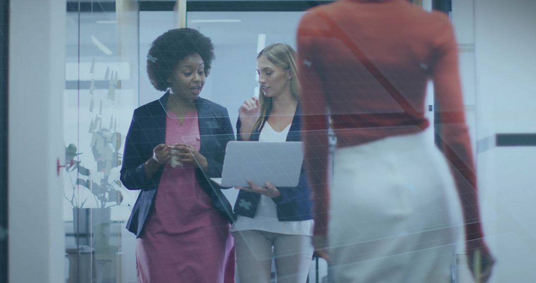 Dynamic Coworkers Collaborating Through Modern Office Space